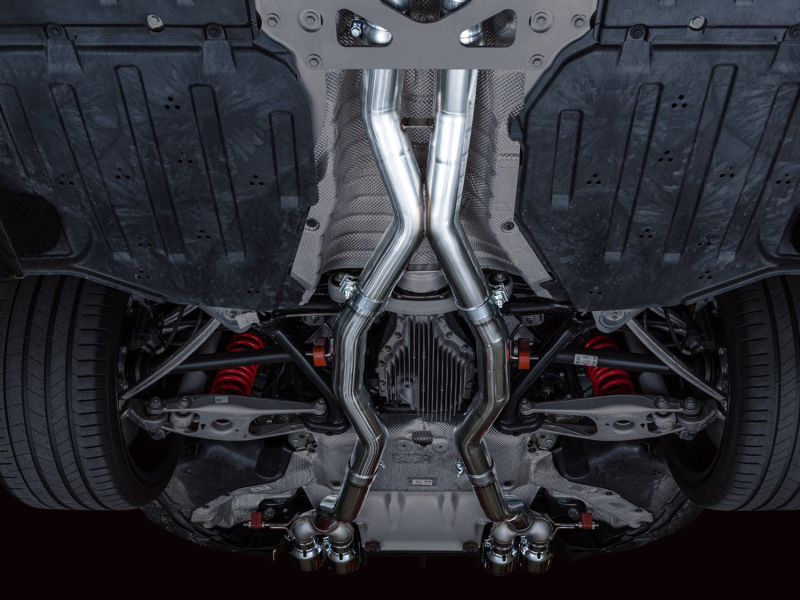 BMW M4 Performance Exhaust - AWE Tuning - Track Edition Cat-Back, Chrome Silver Quad 4.5 in Double-Walled Slash-Cut Tips - Chrome Silver - `21-`27